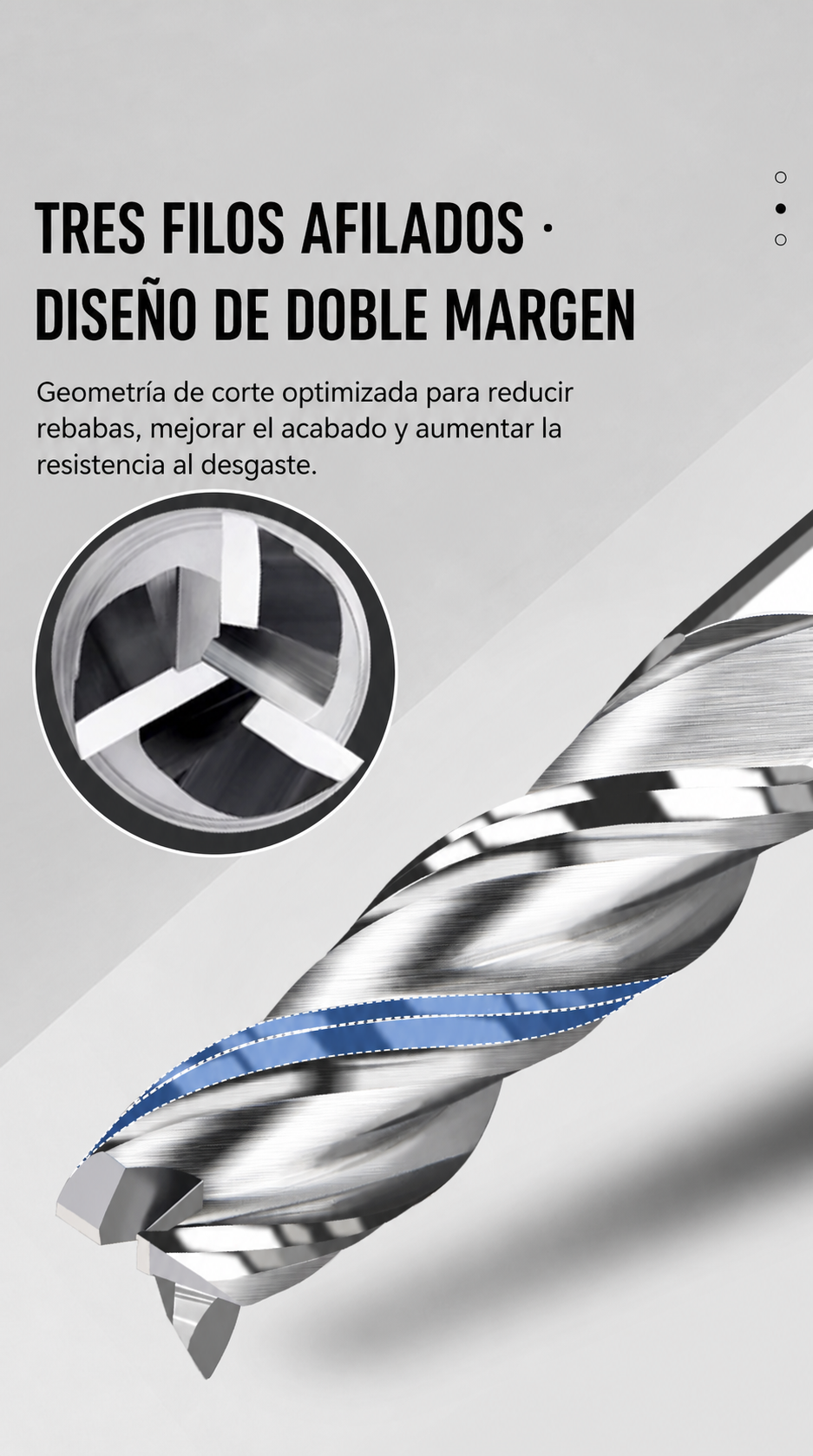 Fresa de carburo para aluminio de 3 filos