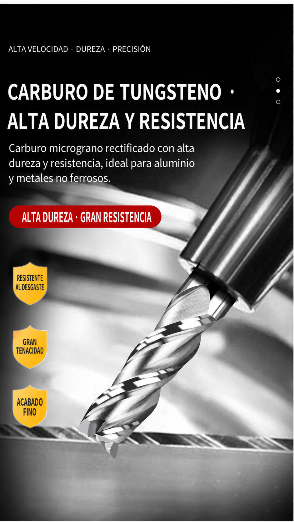 Fresa de carburo para aluminio de 3 filos