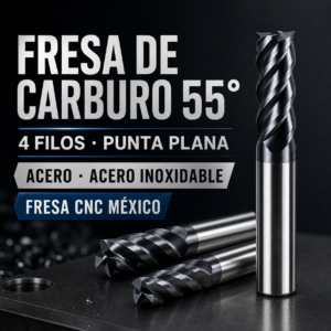 Fresa de Carburo 55° TiAlN para Acero e Inoxidable: Plana, Bola y Radio