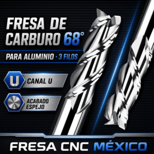 Fresa de carburo 68 grados para aluminio de 3 filos - CEER México