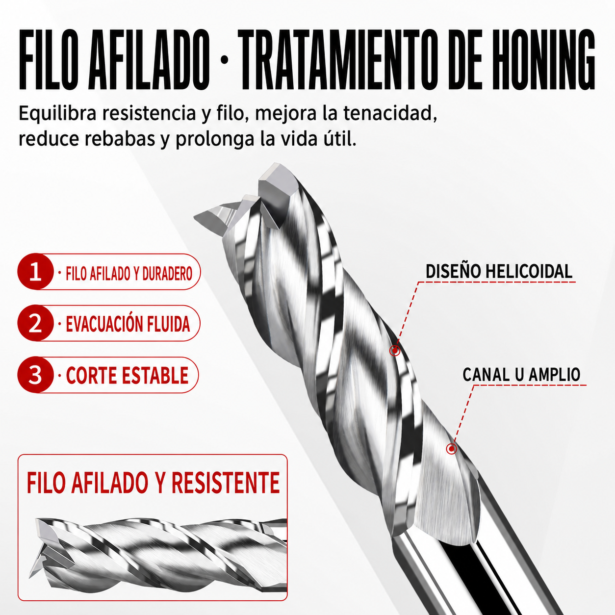 Fresa de carburo para aluminio de 3 filos